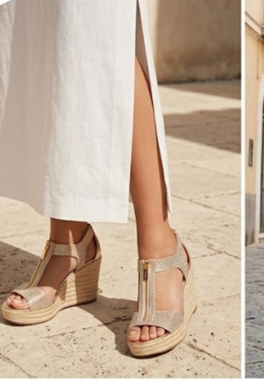 Michael Kors Embellished Gold Wedge Sandals